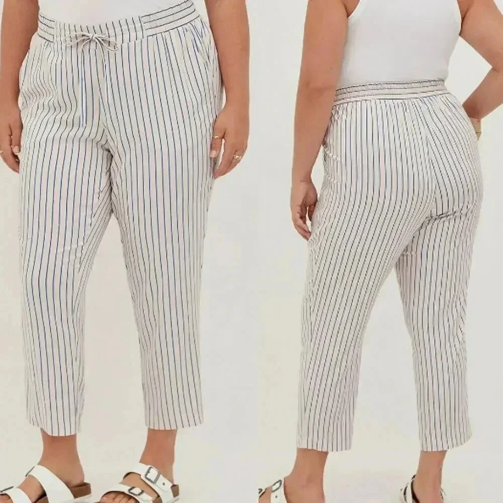 Torrid New Tapered Lightweight Lounge Pants Stretchy 2X Blue White Stripes - Picture 2 of 16